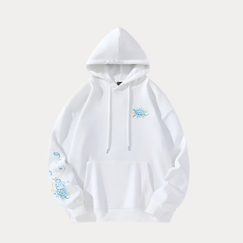 White Dragon Embroidered Hoodie